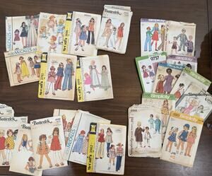 Vintage Sewing Pattern Lot Simplicity McCall’s Butterick Girls Kids 1960s-80s